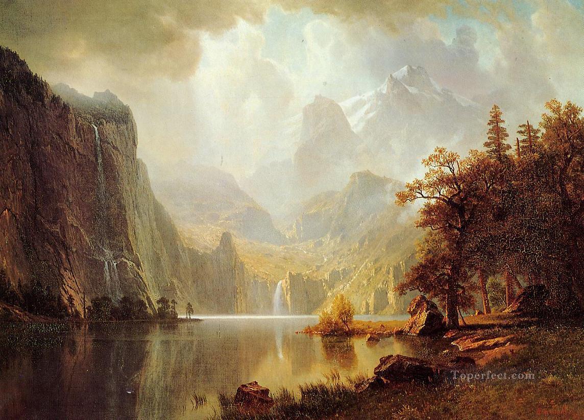 In the Mountains Albert Bierstadt Landscapes river Oil Paintings